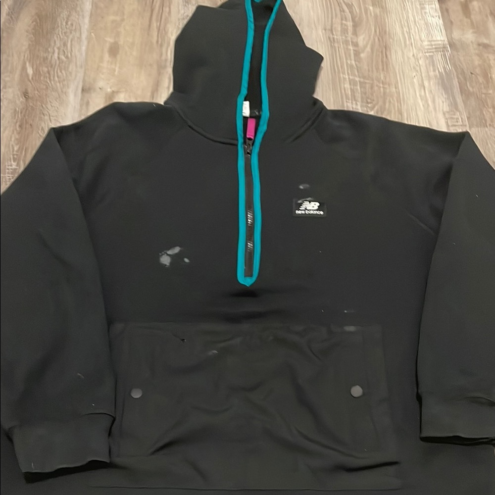 Black New Balance Hoodie with Teal Accents